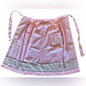Vintage Pink Gingham HandEmbroidered Waist Apron